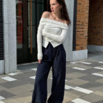 Брюки палаццо в полоску