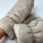 Варежки женские из эко-норки на меху