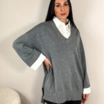 Джемпер-туника с имитацией рубашки