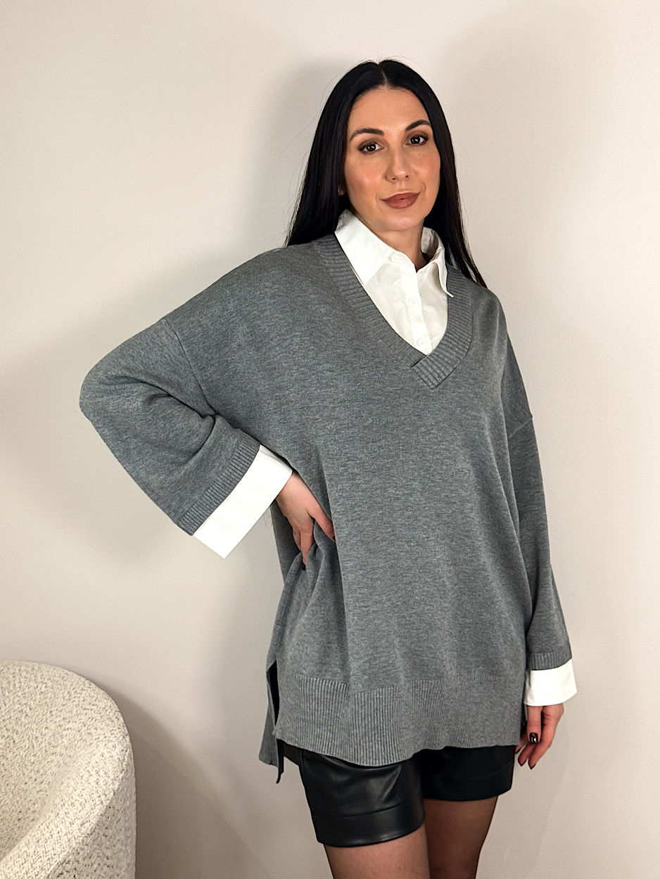 IMG_2217 Джемпер-туника с имитацией рубашки - Image 1