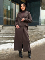 Пальто женское двубортное шоколад