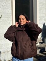 Бомбер с высоким воротником коричневая