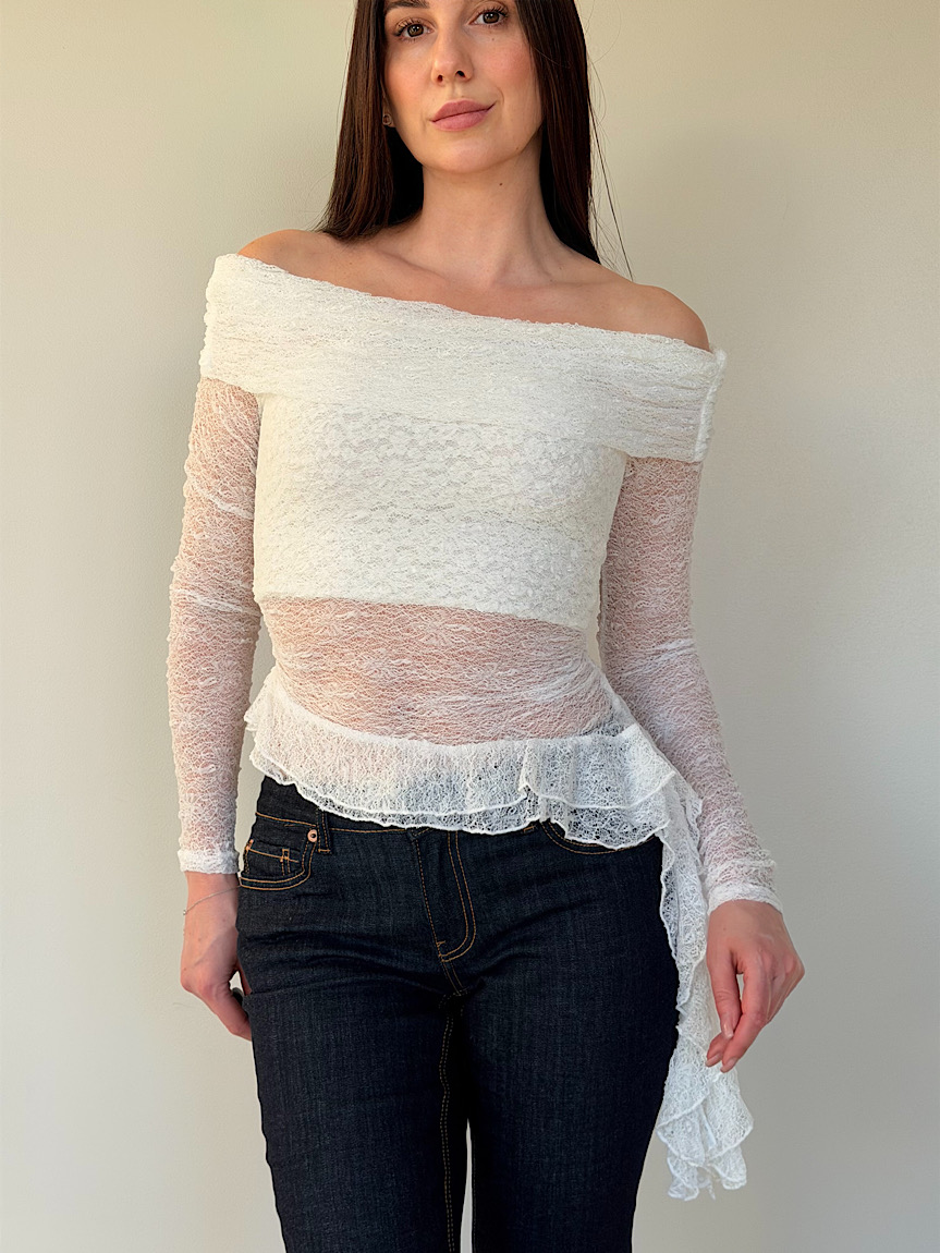 Блуза-топ «Паутинка» белая блуза-топ из гипюра