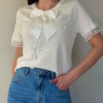 Trikookangast topp valge