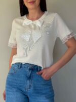 Trikookangast topp valge