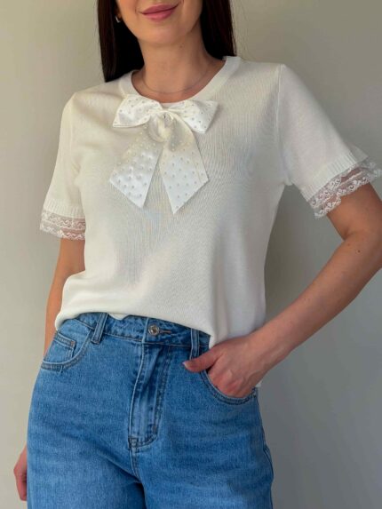 Trikookangast topp valge