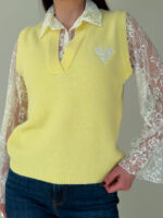 Джемпер с имитацией жилета женский жёлтый