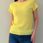 Õhukesest trikookangast topp kollane