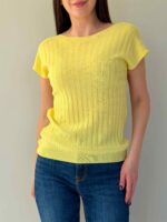 Õhukesest trikookangast topp kollane