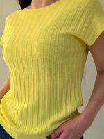 Õhukesest trikookangast topp kollane