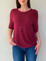 Õhukesest trikookangast T-särk kirsipunane