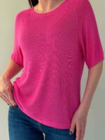 Õhukesest trikookangast T-särk roosa