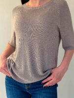 Õhukesest trikookangast T-särk taupe