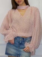 Roosa täpiline pluus