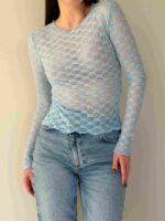 Topp pikkade varrukatega helesinine