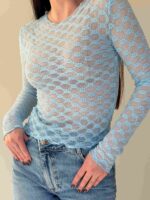 Topp pikkade varrukatega helesinine