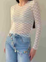 Poolläbipaistev pikkade varrukatega topp