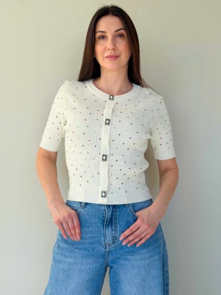 Lühikeste varrukatega džemper valge