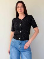 Lühikeste varrukatega džemper must