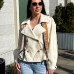 Naiste nööritav jope, rätik komplektis