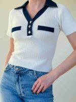Трикотажный топ-поло с короткими рукавами