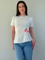 T-särk orhideega valge