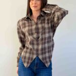 Naiste ruuduline särk pruun