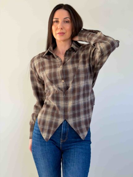 Naiste ruuduline särk pruun