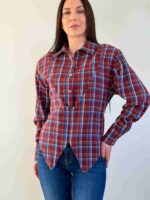 Рубашка в клетку бордовая