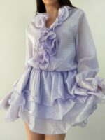 Платье с рюшамии драпировками