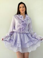Платье-мини с рюшами