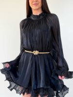 Pika varrukaga vööga kleit