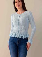 Кардиган с манжетами голубой