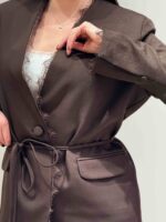 Пиджак с отделкой гипюром шоколад