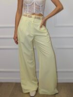 Брюки палаццо с поясом желтые
