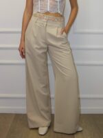 Брюки палаццо с поясом и карманами