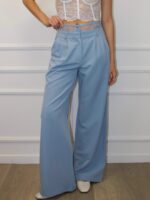 Брюки прямые с гипюровым поясом