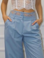 Брюки палаццо со вставкой из гипюра