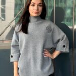 Джемпер оверсайз серый с манжетами