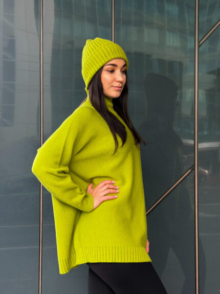 Naiste soonikkoes beanie-müts laim