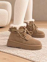 Ботинки из натуральной замши бежевые