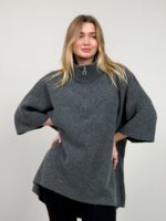 Широкая женская туника с удлиненной спиной темно-серая